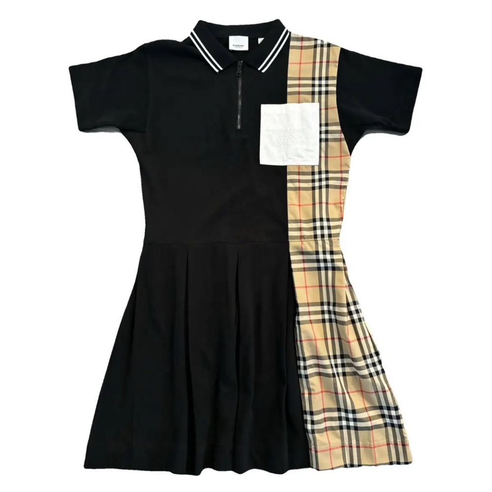 Little girls’ BURBERRY check panel polo dress